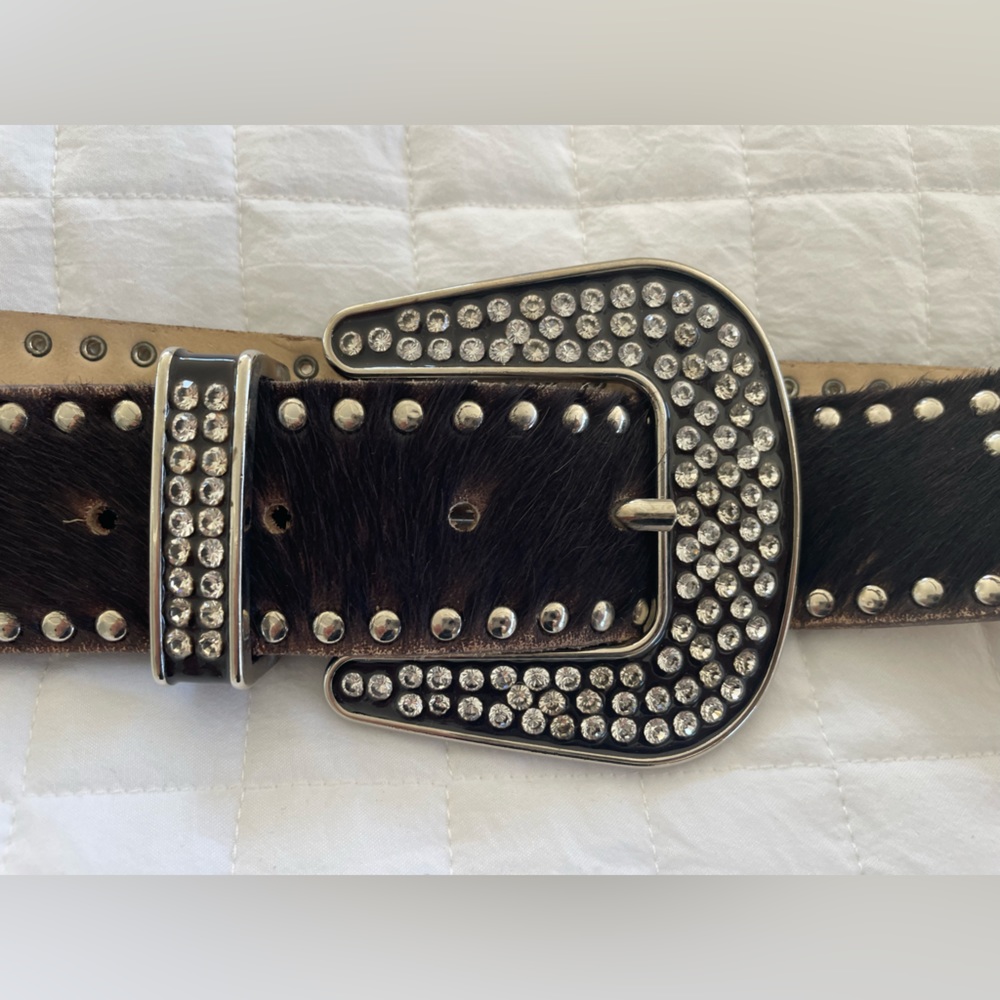 Devil’s Skin Brown Pony Skin Belt with crystals Size: 90 / 36
